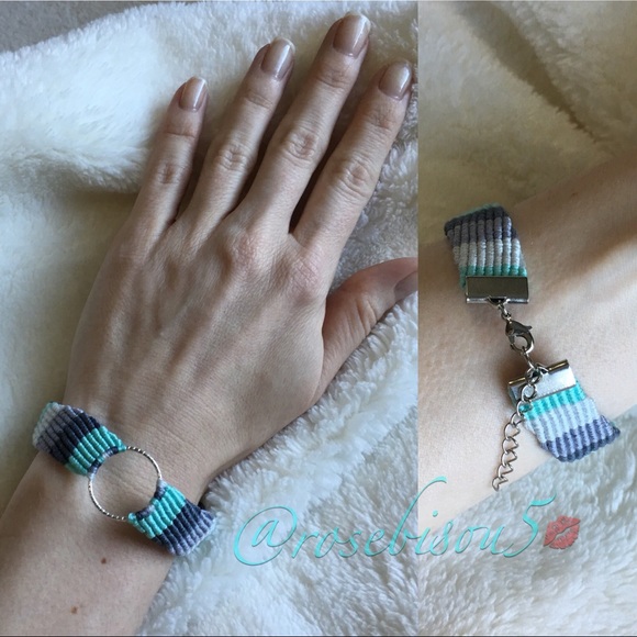 Boho Macrame Gypsy Circle Charm Festival Bracelet - Picture 3 of 6